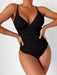 New solid color sexy deep V one-piece swimsuit