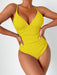 New solid color sexy deep V one-piece swimsuit