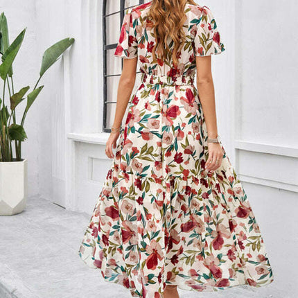 Spring and summer new temperament casual printed waist dress