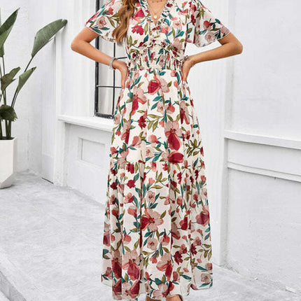 Spring and summer new temperament casual printed waist dress