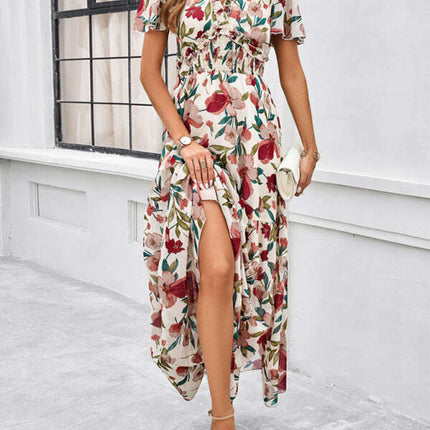 Spring and summer new temperament casual printed waist dress
