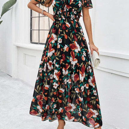 Spring and summer new temperament casual printed waist dress