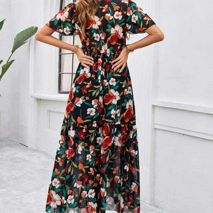 Spring and summer new temperament casual printed waist dress