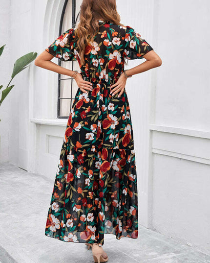 Spring and summer new temperament casual printed waist dress