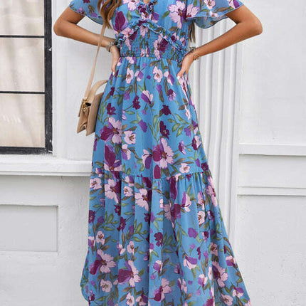 Spring and summer new temperament casual printed waist dress
