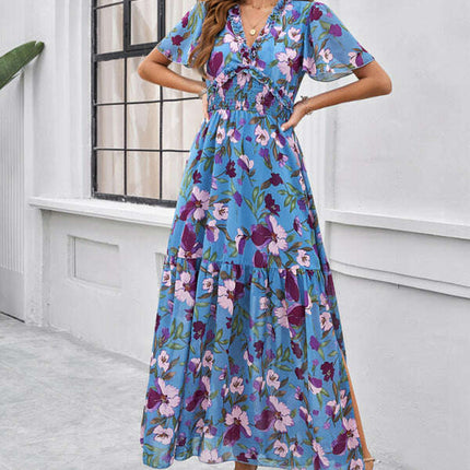 Spring and summer new temperament casual printed waist dress
