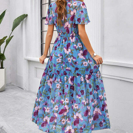 Spring and summer new temperament casual printed waist dress