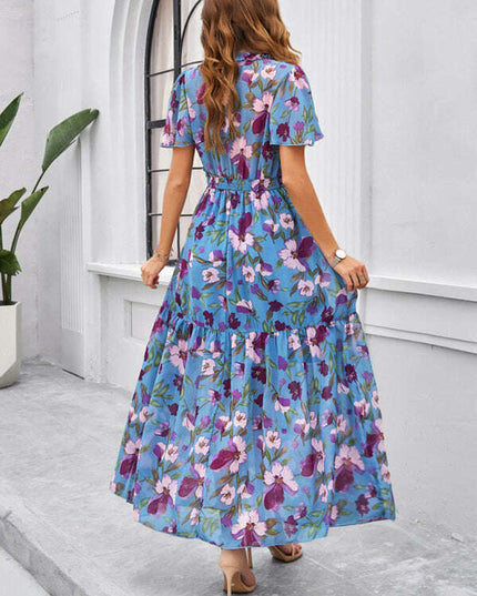 Spring and summer new temperament casual printed waist dress