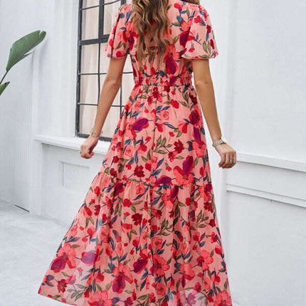 Spring and summer new temperament casual printed waist dress