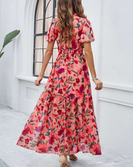Spring and summer new temperament casual printed waist dress