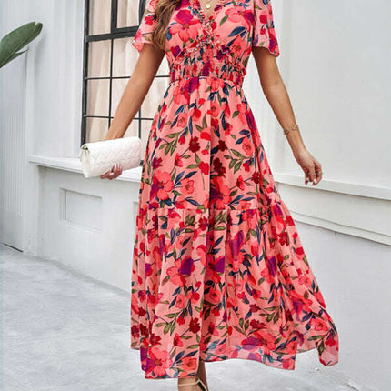 Spring and summer new temperament casual printed waist dress