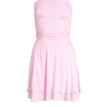 New spring and summer solid color tube top tight dress