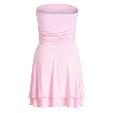 New spring and summer solid color tube top tight dress