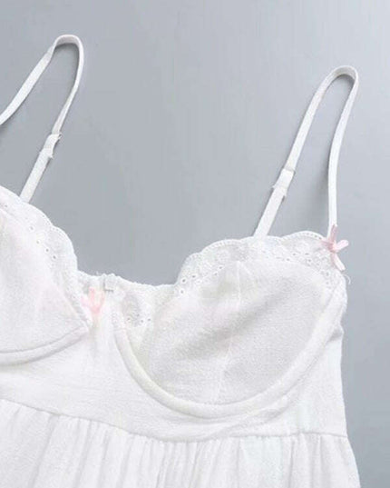 New style lace splicing suspenders sexy low-cut slim A-line short dress