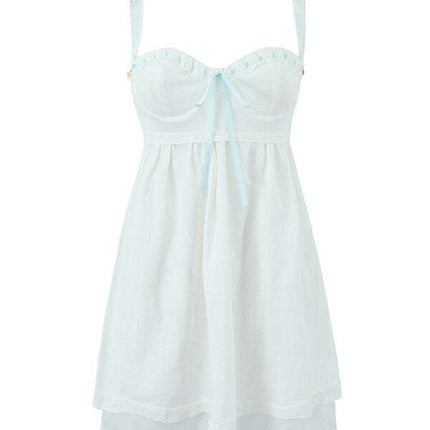 New lace suspender square neck cute mini dress