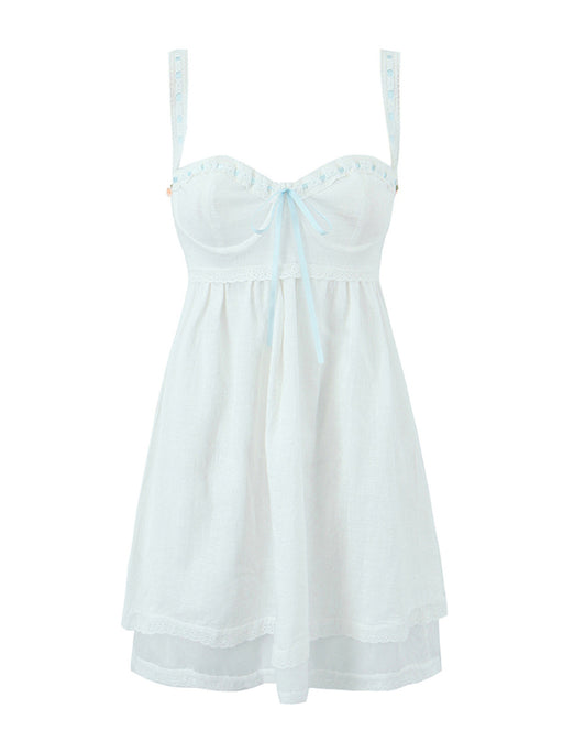 New lace suspender square neck cute mini dress