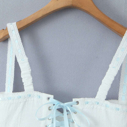 New lace suspender square neck cute mini dress