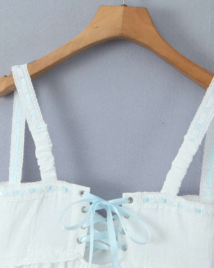 New lace suspender square neck cute mini dress