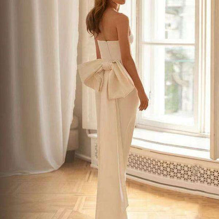 Sophisticated White Slim-Fit Tube Dress for Women