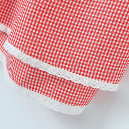 New style lace plaid printed strappy suspender dress