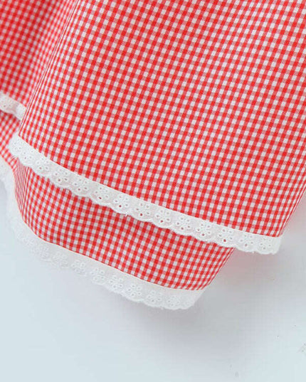 New style lace plaid printed strappy suspender dress