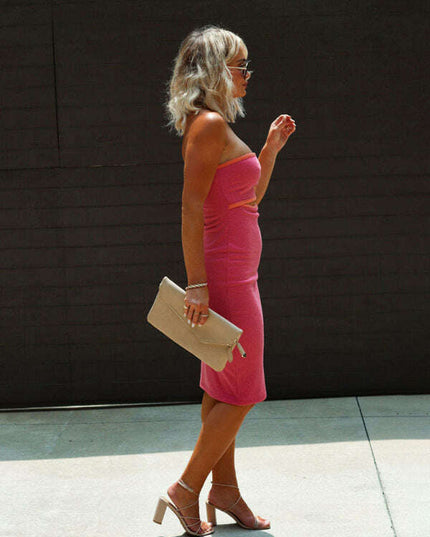 Women's one-shoulder sexy tube top striped knitted slim fit hip-hugging dress