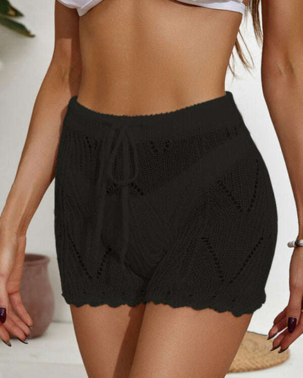 New crocheted hollow beach pants drawstring shorts