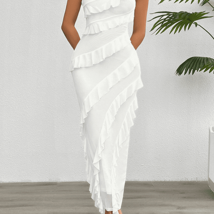 Spring and summer solid color slim fit tube top dress