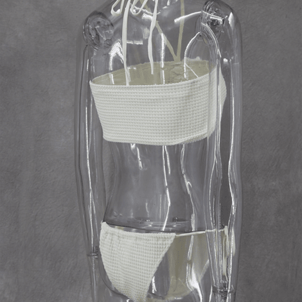 New sexy hot girl sleeveless tube top halter collar knitted slit high waist skirt three-piece suit