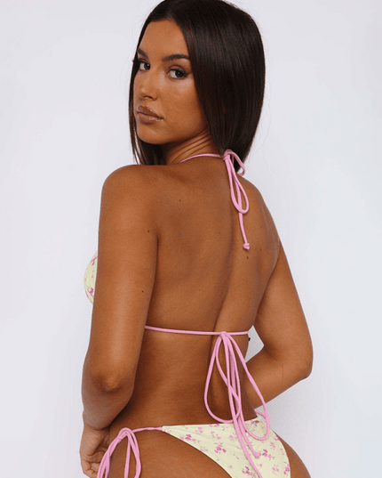 Women's sexy printed contrast color suspender swimsuit