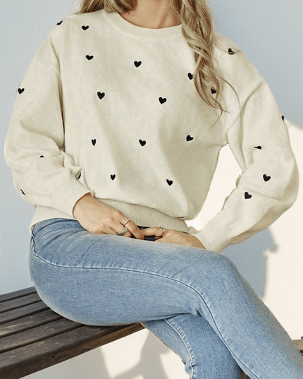 Women's Valentine's Day Heart Crew Neck Sweater