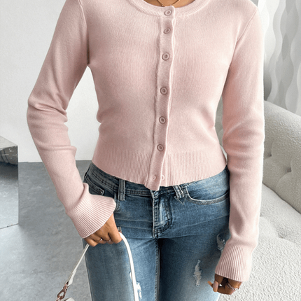 Casual solid color cardigan long sleeve sweater