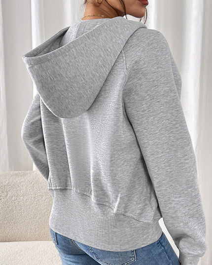 Long-sleeved casual hoodie autumn and winter new style plus velvet thickened solid color pullover sweater top