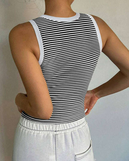 Y2K sexy sweet and spicy knitted striped contrasting top vest bottoming shirt