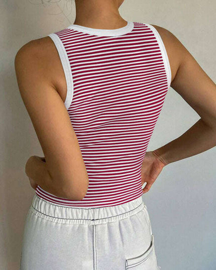 Y2K sexy sweet and spicy knitted striped contrasting top vest bottoming shirt