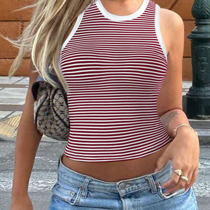 Y2K sexy sweet and spicy knitted striped contrasting top vest bottoming shirt