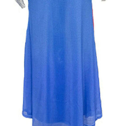 Women's slim-fit suspender dress with contrasting floral print