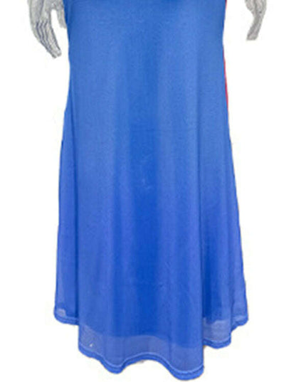 Women's slim-fit suspender dress with contrasting floral print