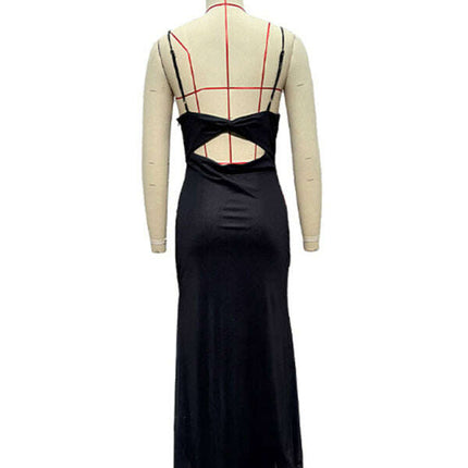 Women's slim-fit suspender dress with contrasting floral print