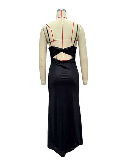 Women's slim-fit suspender dress with contrasting floral print