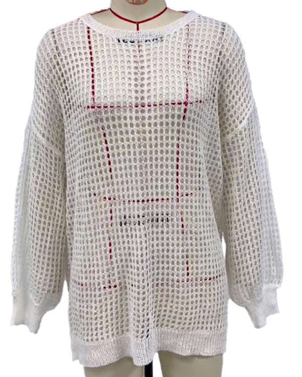 New Backless Knitted Loose Solid Color Fashion Bikini Beach Cover-up