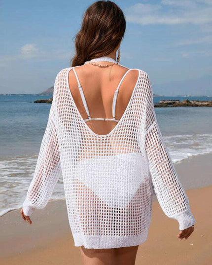New Backless Knitted Loose Solid Color Fashion Bikini Beach Cover-up