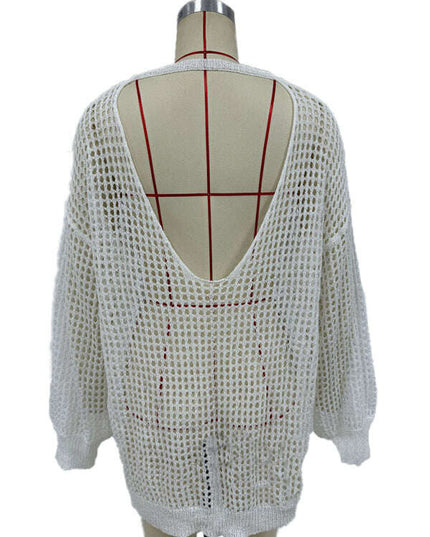 New Backless Knitted Loose Solid Color Fashion Bikini Beach Cover-up