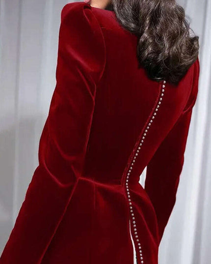 Fashionable and personalized long-sleeved color-blocked pleated hem mini skirt dress