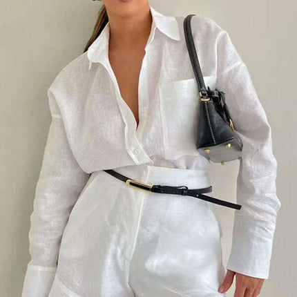 Fashion casual short trousers and long-sleeved shirt set