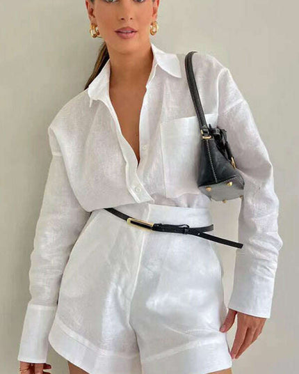 Fashion casual short trousers and long-sleeved shirt set