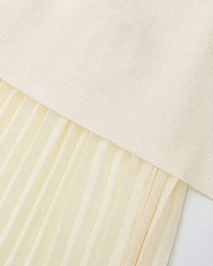 New Fashion Knitted Vest Splicing Pleated Long Skirt Set