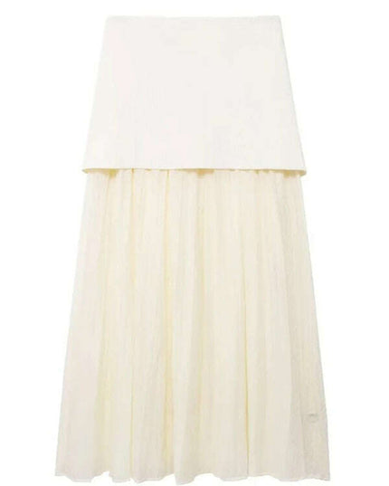 New Fashion Knitted Vest Splicing Pleated Long Skirt Set