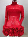 Sexy see-through mesh flower bud skirt ultra-short red dress sexy hot birthday party dress