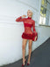 Sexy see-through mesh flower bud skirt ultra-short red dress sexy hot birthday party dress
